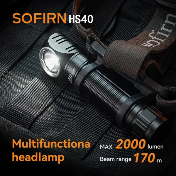 Sofirn HS40 SST40 LED Headlamp 2000lm USB C Rechargeable 18650 Flashlight Powerful Headlight with Magnet Tail Cap