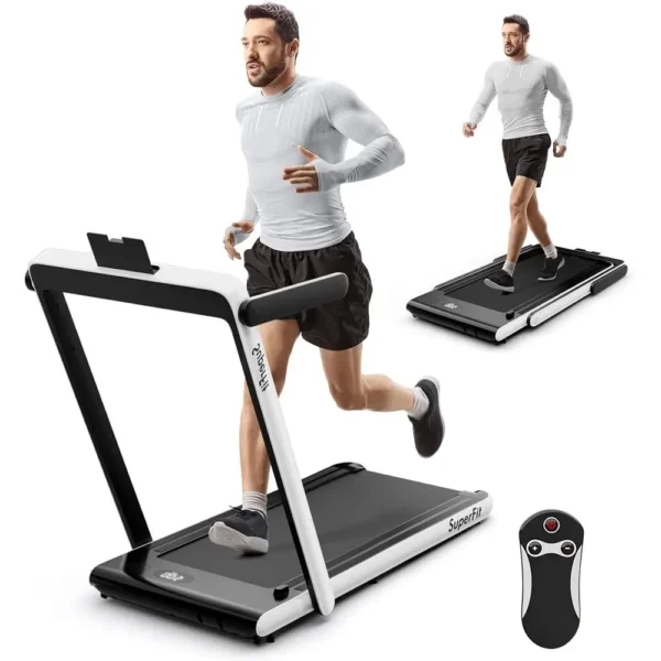 Space-Saving Dual-Purpose Electric Treadmill: 2.25HP, Desk-Mounted, Remote and App-Controlled, LED Display, Ideal for Walking or