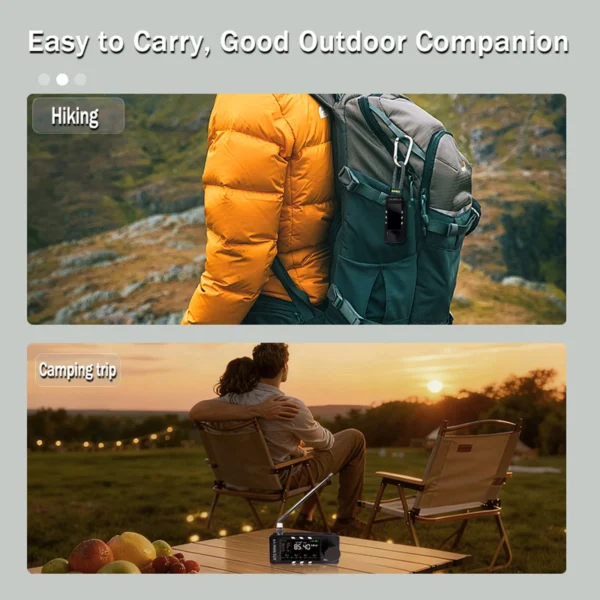 Full-Band DSP Radio with Stand & Headphone Amplifier Portable AM FM Radio Receiver TYPE-C Charging for Walking Hiking Camping