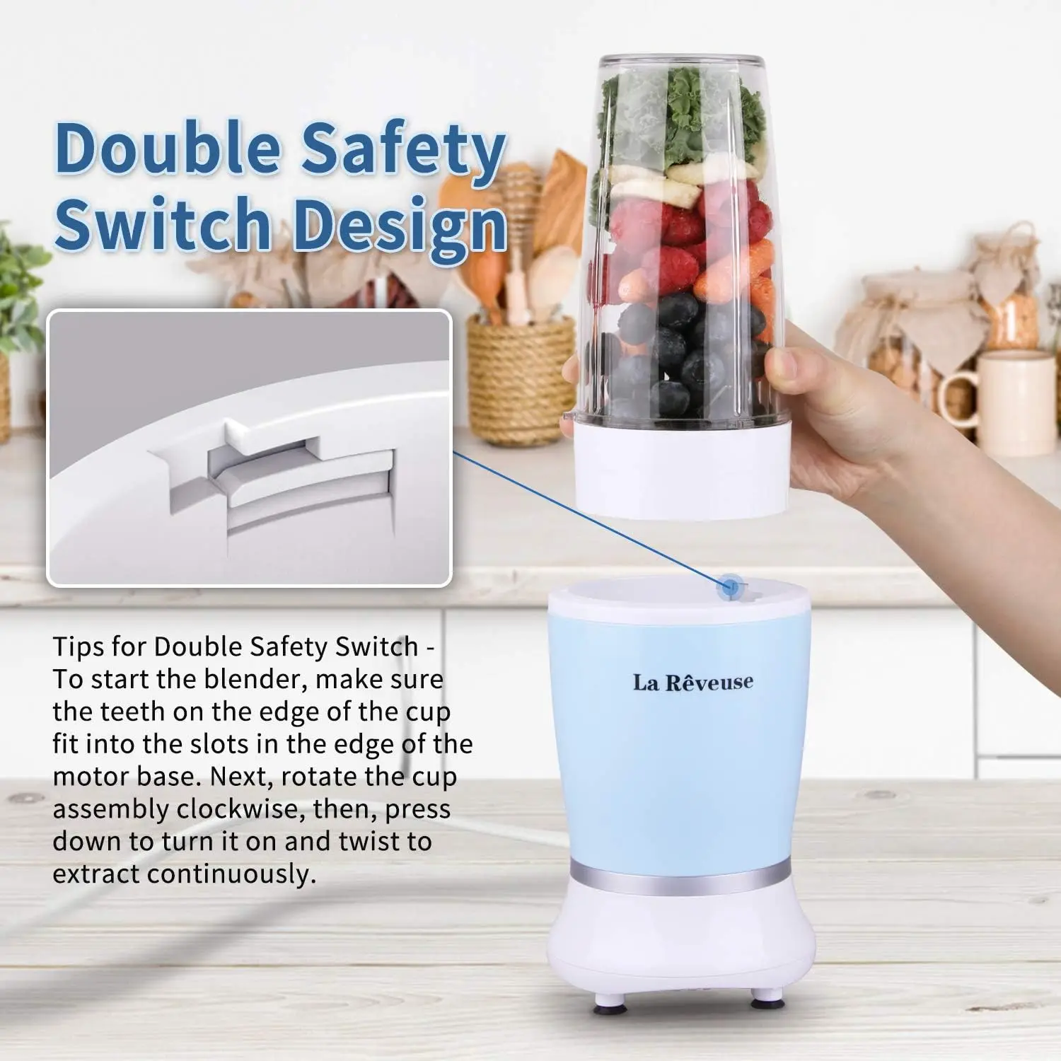 Personal Size Blender 250 Watts Power for Shakes Smoothies Seasonings Sauces with 1 Piece 15 oz Cup,1 - Image 4