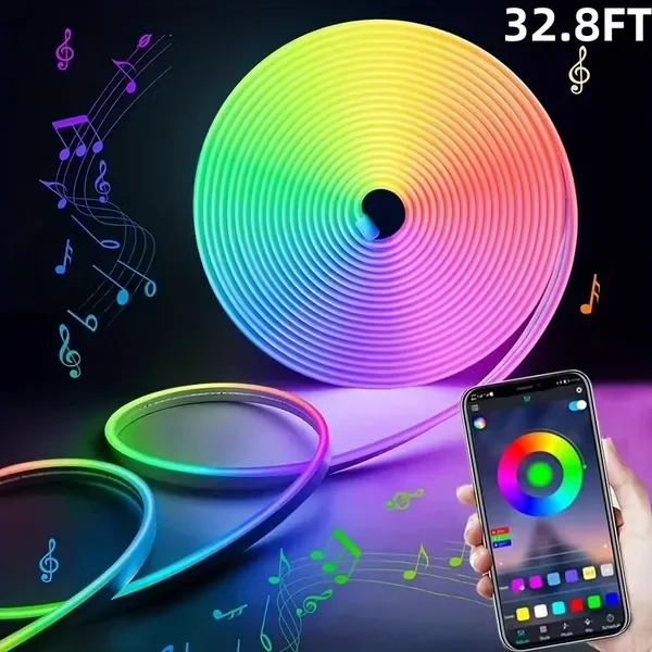 16.4/32.8Ft Neon Rope Lights,Flexible Led Rope Lights Control with App/Remote,Multiple Modes Rope