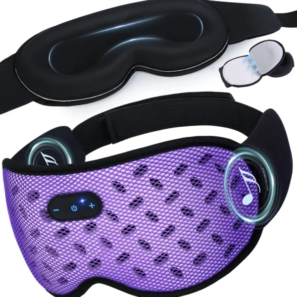 Sleep Mask Headphones with Bluetooth 5.4, WirelMusic Eye Mask for Sleeping Headphones Detachable 3D