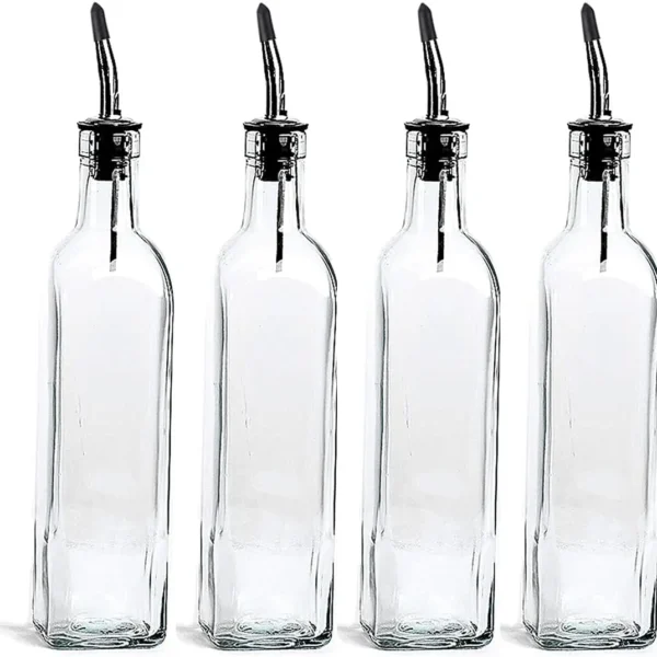 Oil Dispenser For Kitchenr And Vinegar Bottle 4 Pack 16oz/473ML, For Kitchen, Glass Cooking Oil