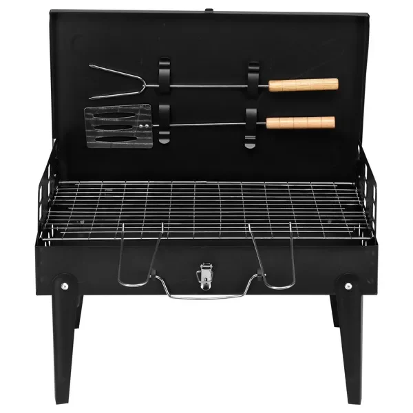 Portable Black Square Charcoal Grill 44x27x7cm