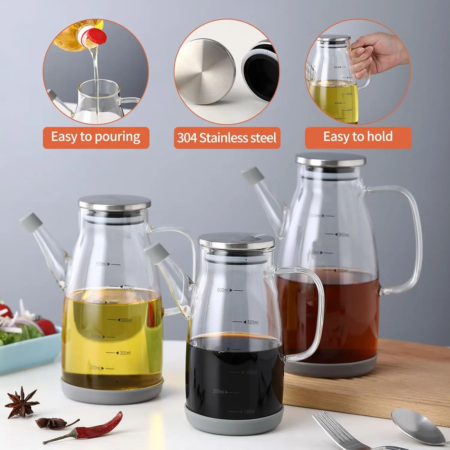 Large Glass Oil Dispenser Bottle for Kitchen Cooking Recipiente Para Aceite De Cocina Olive Oil - Image 4